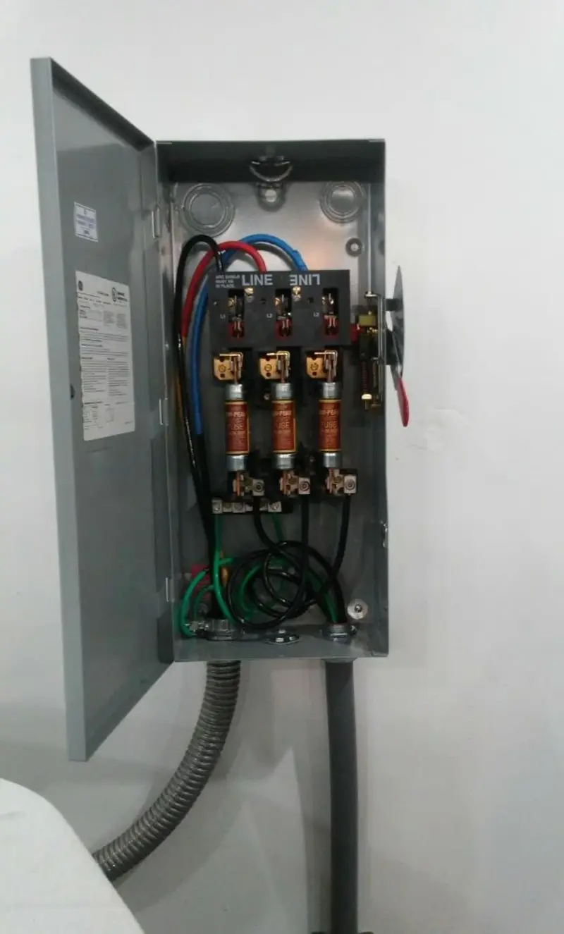 Three-phase disconnect switch installed for Smoke Detector Installation in Cisco